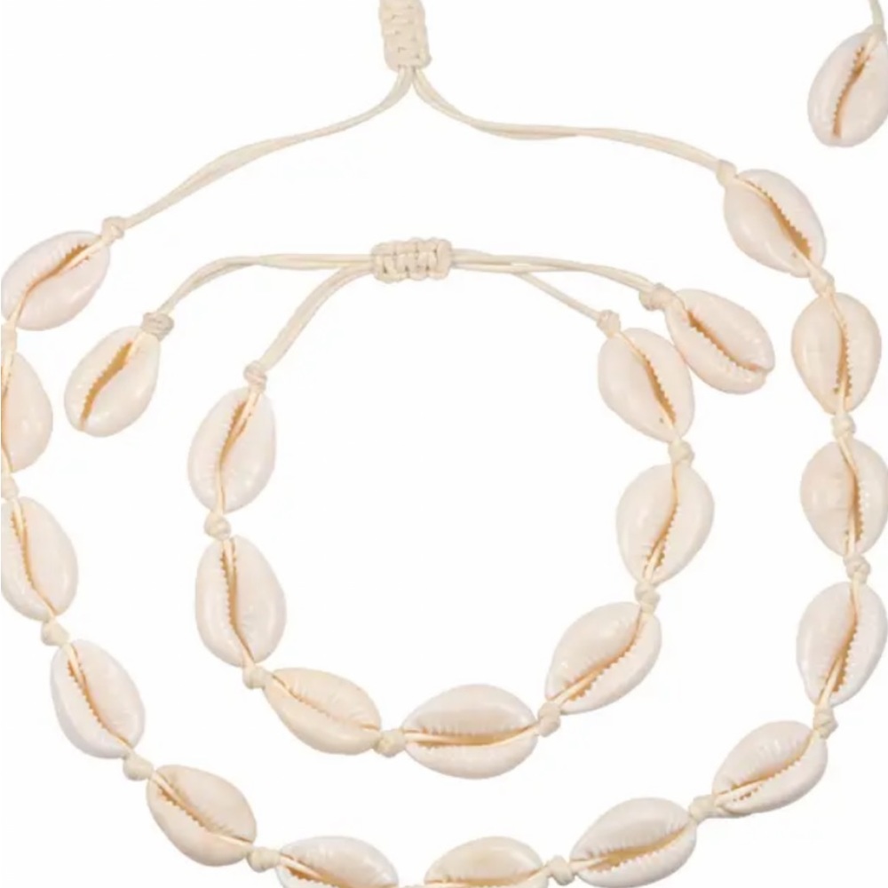 New two piece set Shell Necklace and bracelet unisex